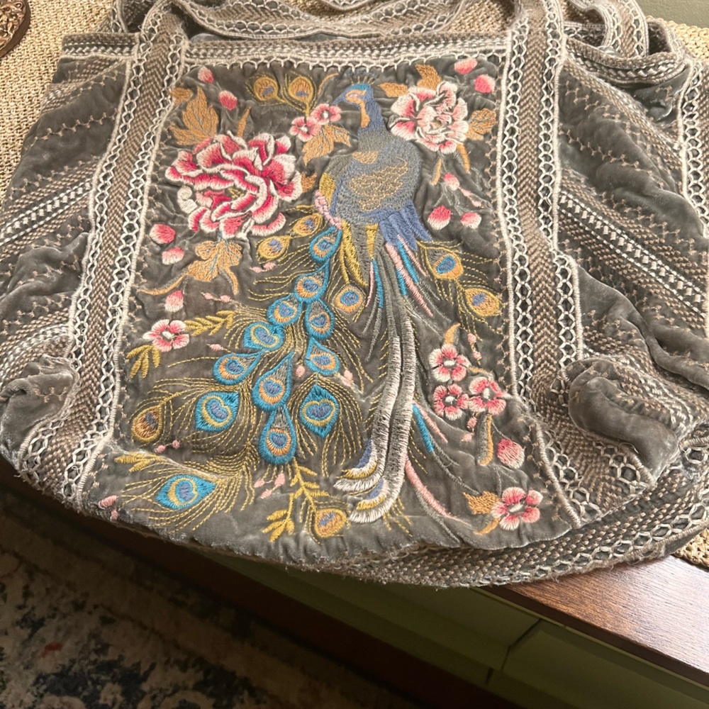 Johnny Was Gray Embroidered Textile